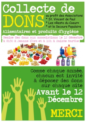 COLLECTE de DONS (temps d'Avent) :